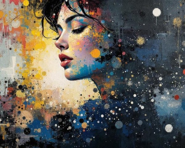 Portrait of a Woman in Vibrant Abstract Colors