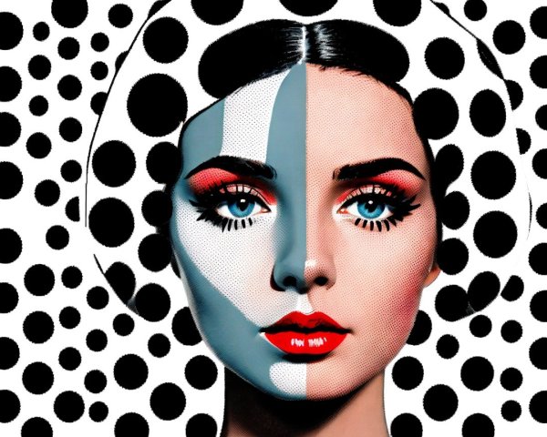 Portrait of a Woman with Divided Face and Polka Dots
