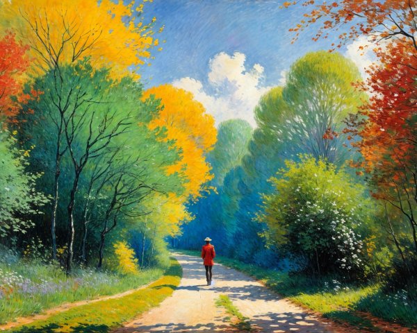 Vibrant Autumn Landscape with Winding Dirt Path