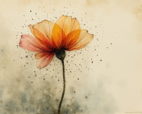 Delicate Flower Transitioning from Pink to Orange