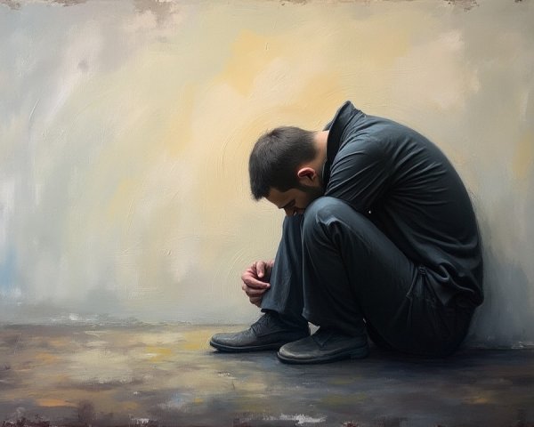 Man in Dark Gray Outfit Reflecting in Soft Colors