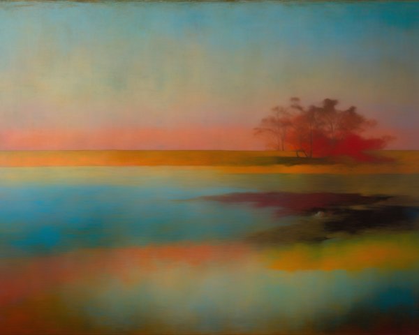 Serene Landscape with Reflective Water and Trees