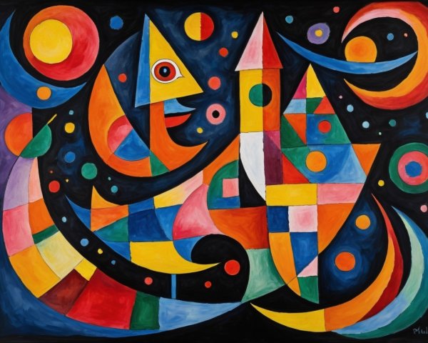 Vibrant Abstract Painting with Dynamic Colors and Shapes