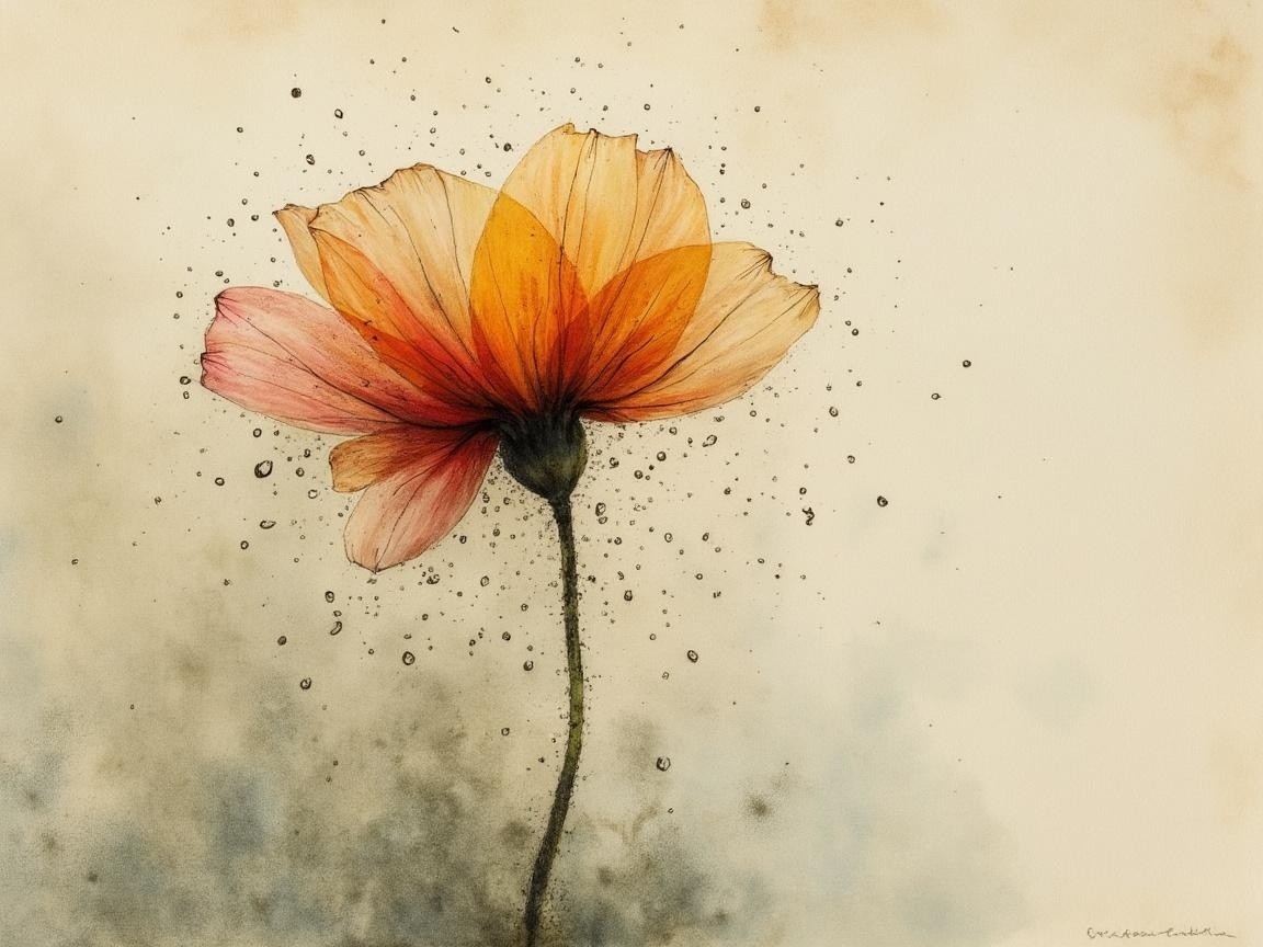 Delicate Flower Transitioning from Pink to Orange