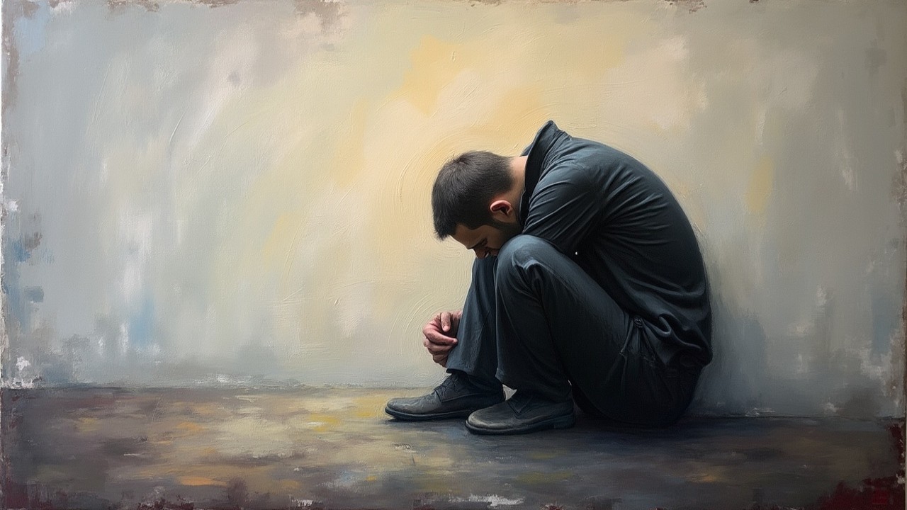 Man in Dark Gray Outfit Reflecting in Soft Colors