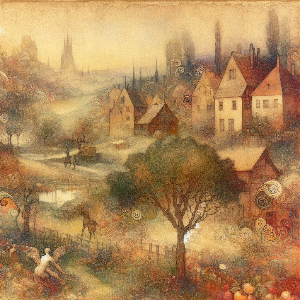 Dreamlike Landscape with Whimsical Shapes and Colors