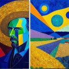 Abstract Painting with Self-Portrait and Landscape Elements