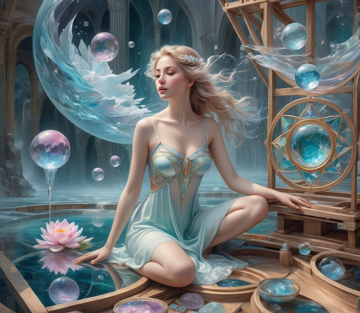 Serene Young Woman in Dreamlike Ethereal Setting