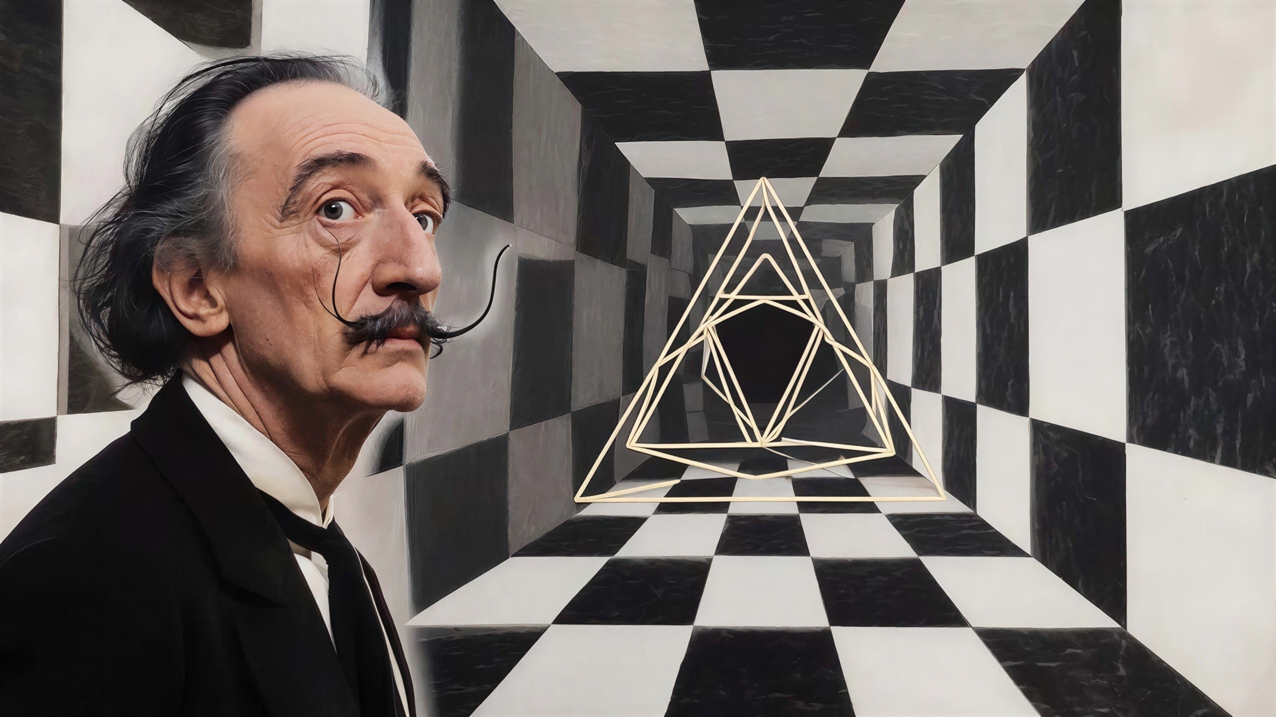 Digital Artwork Featuring Salvador Dalí and Optical Illusion