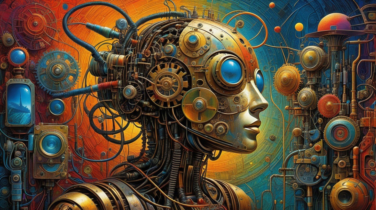 Futuristic Steampunk Humanoid with Metallic Features