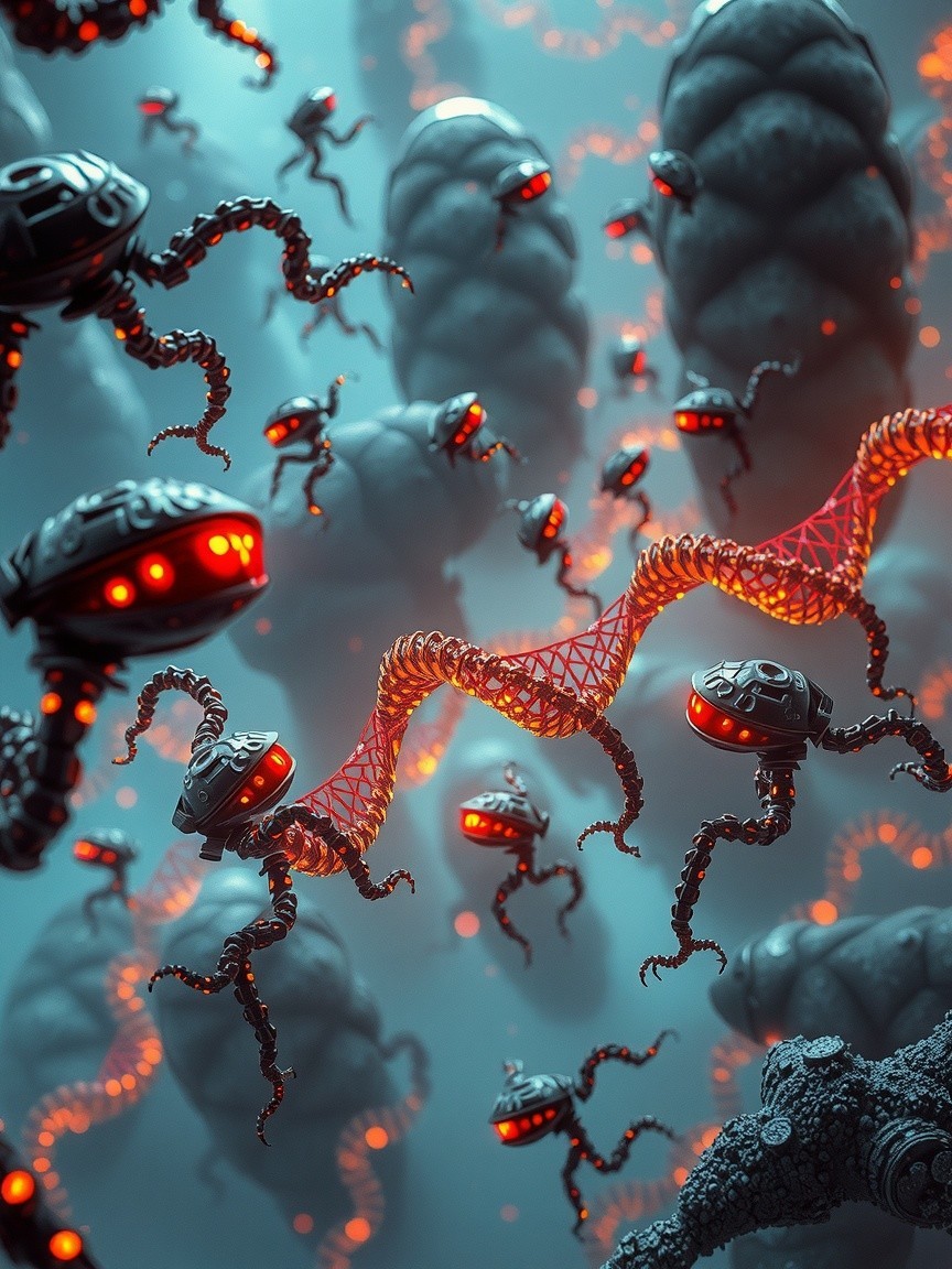 Surreal Microscopic World with Futuristic Creatures