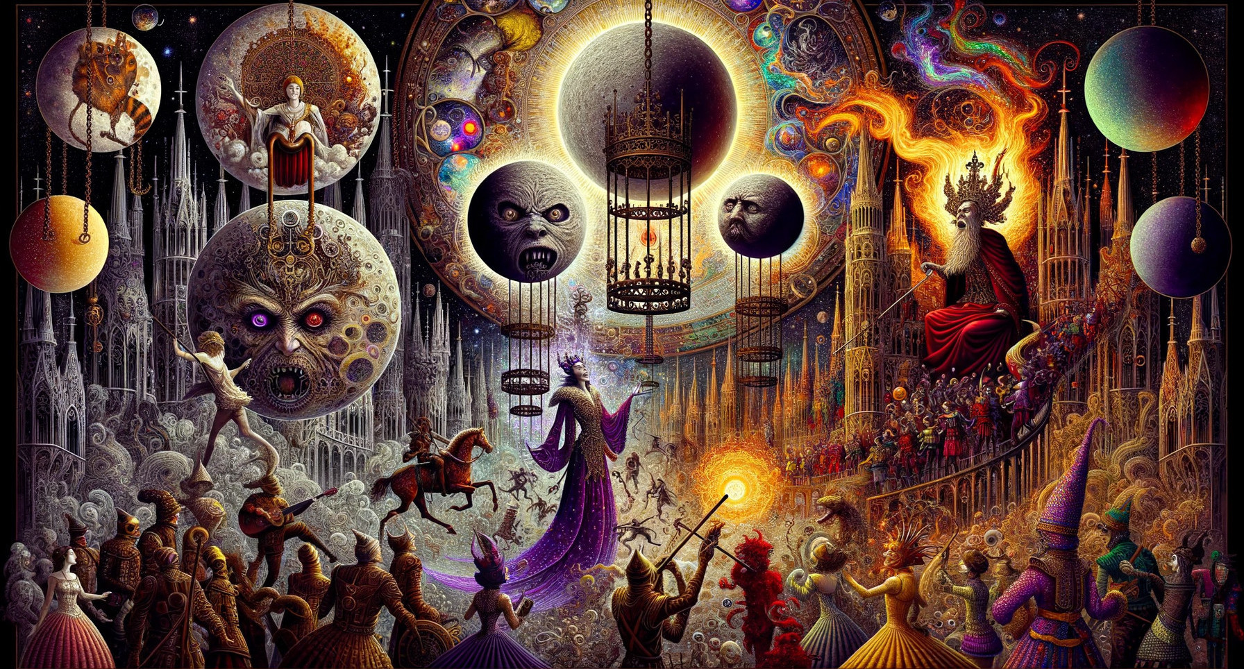 Surreal Artwork Featuring Majestic Figures and Creatures