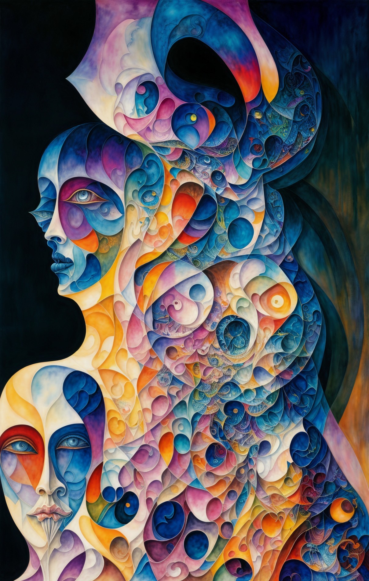 Abstract Artwork with Vibrant Colors and Patterns