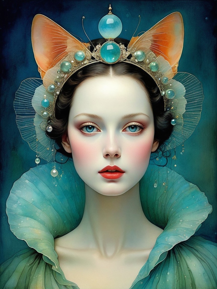 Portrait of a Woman with Ethereal Beauty and Accessories