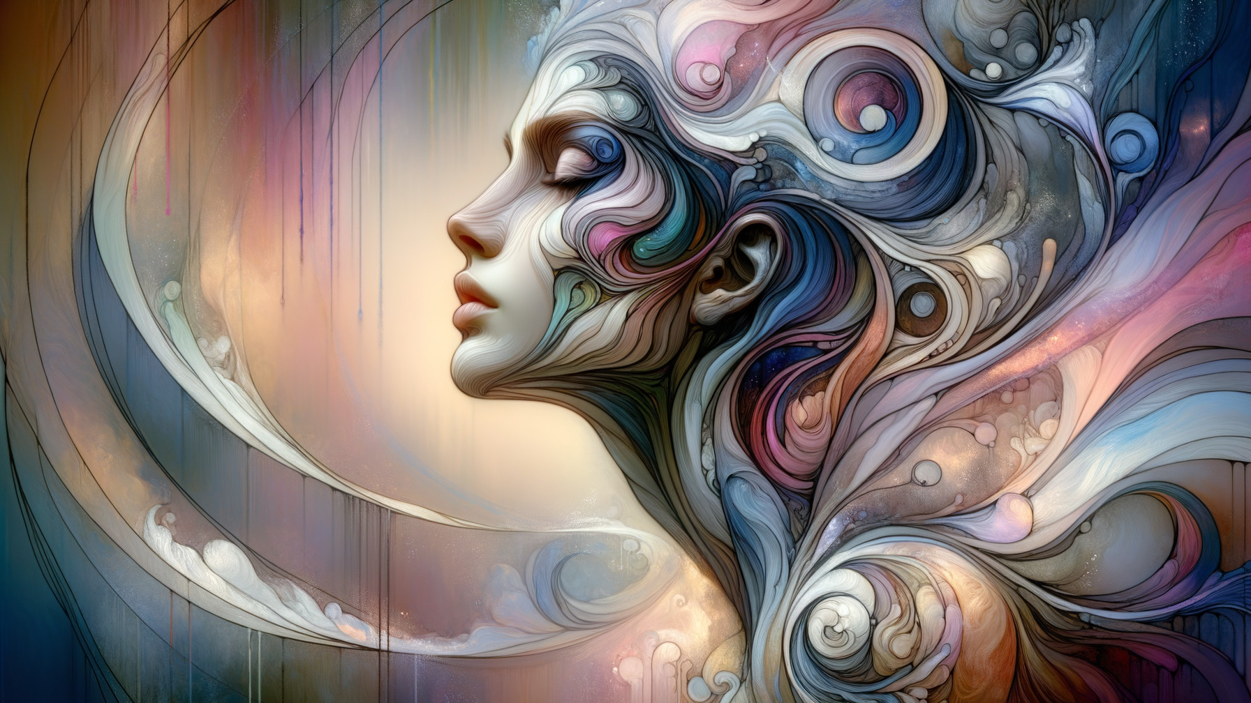 Digital Painting of Goddess-like Female Silhouette