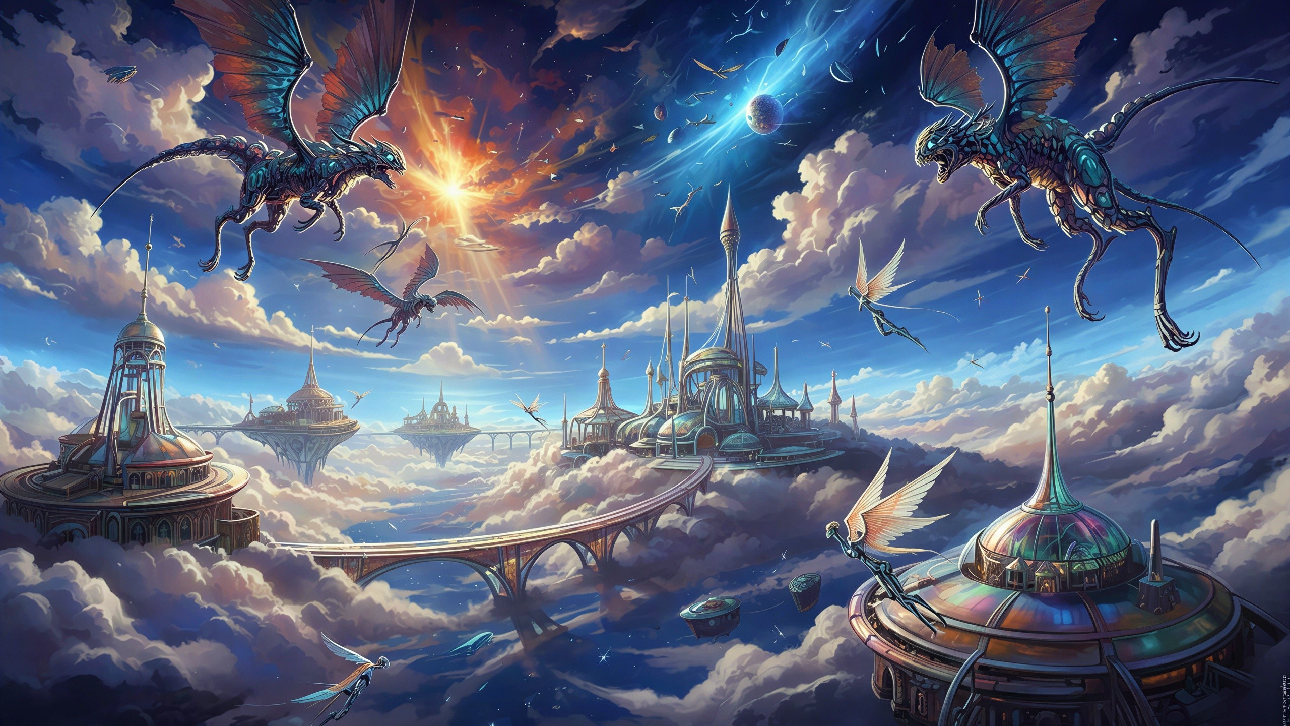 Fantasy Landscape of a Floating Utopian City