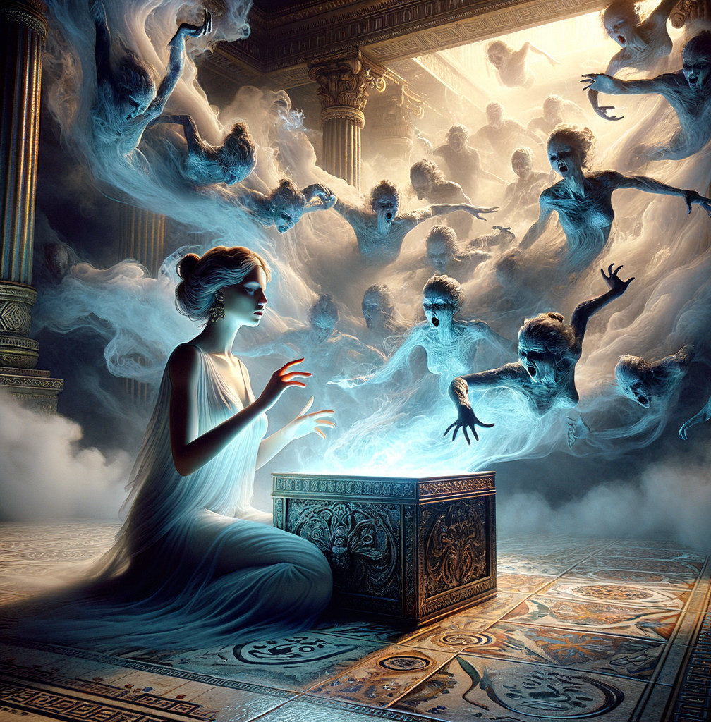 Mystical Chamber with Figure and Ornate Box