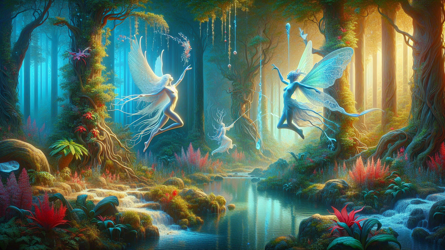 Ethereal Fairies in a Mystical Forest Setting