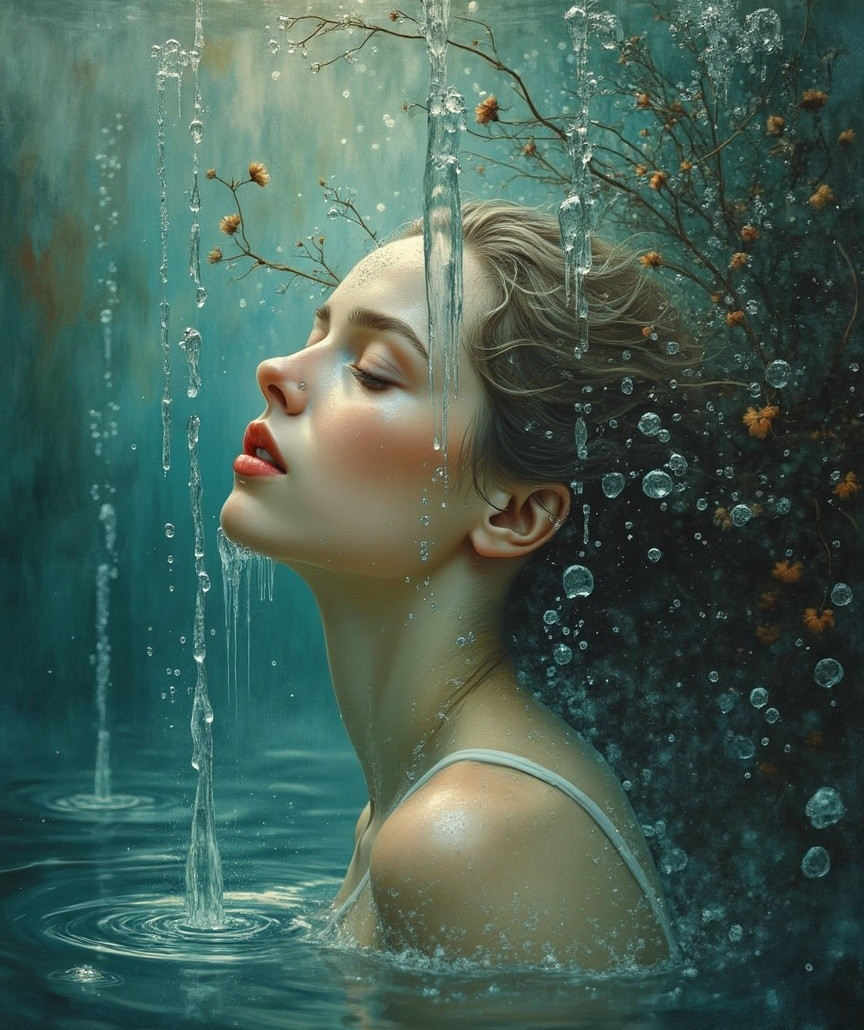 Serene Portrait of a Woman in Tranquil Water