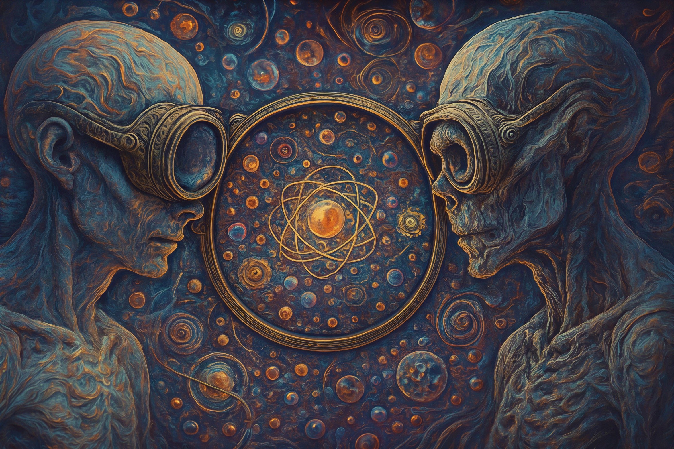 Stylized Bald Humanoids in Steampunk Goggles Design