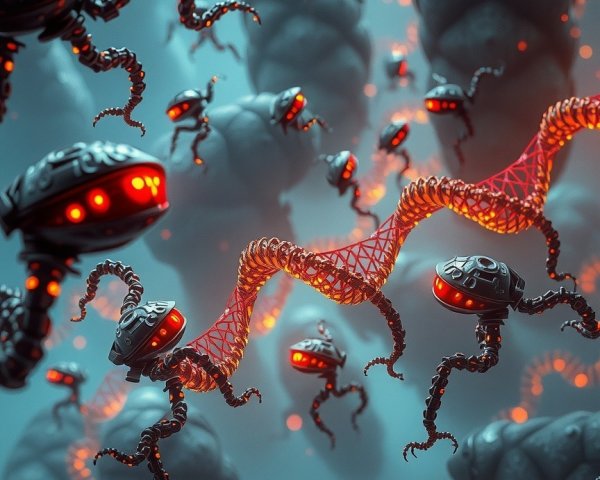 Surreal Microscopic World with Futuristic Creatures