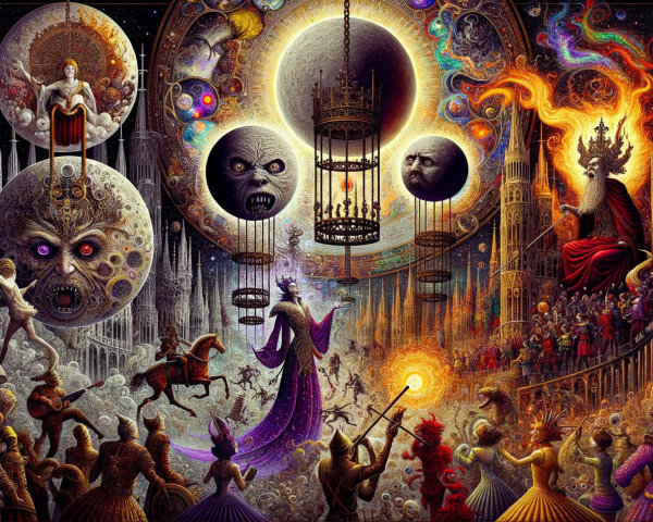 Surreal Artwork Featuring Majestic Figures and Creatures