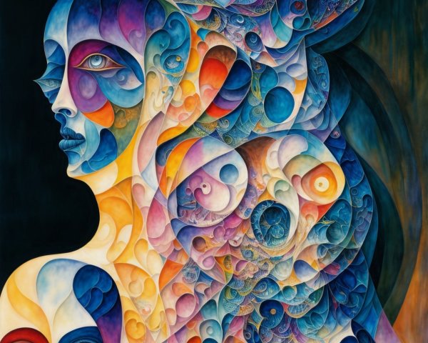 Abstract Artwork with Vibrant Colors and Patterns