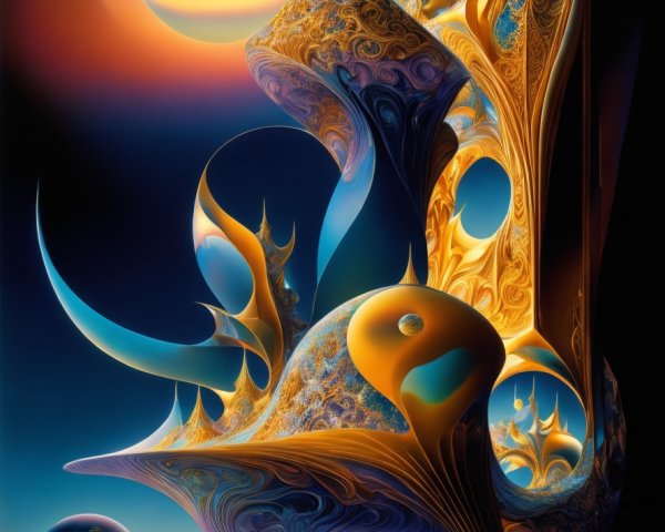 Surreal Landscape with Vibrant Colors and Structures
