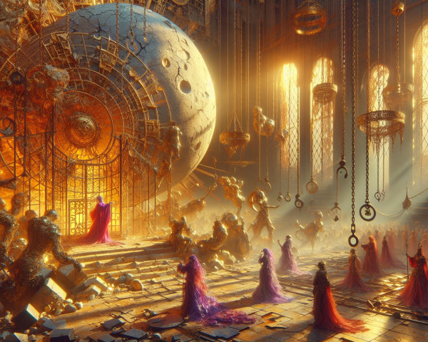 Mystical Gathering in an Intricate Celestial Hall