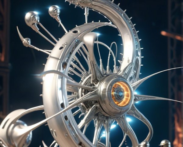 Futuristic Metallic Sculpture with Intricate Designs
