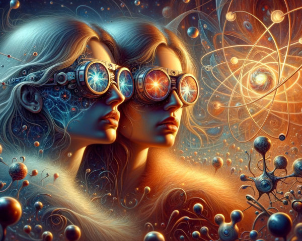 Futuristic Female Figures with Glowing Patterns and Goggles