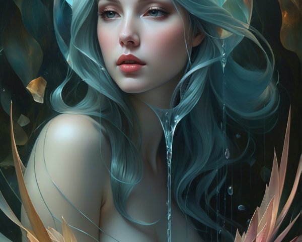 Mystical Woman with Ethereal Aura in Dreamlike Setting