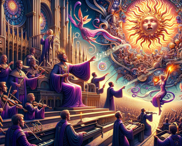 Orchestral Performance in a Fantastical Cathedral