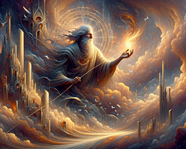 Mystical Figure in a Vibrant Cosmic Landscape