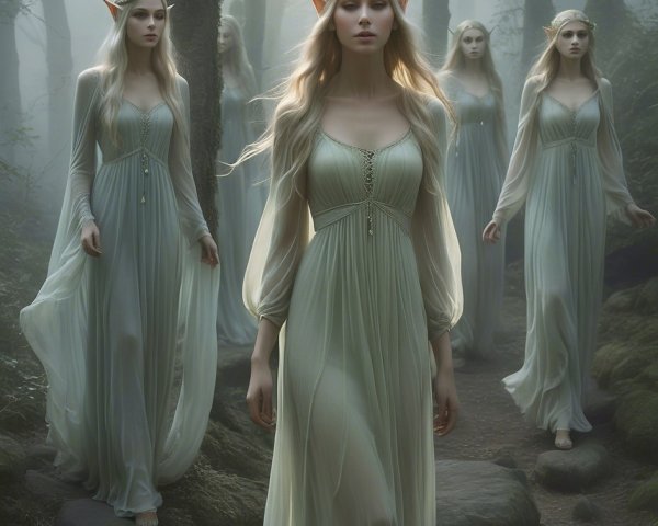 Elven Women in a Mystical Forest Setting