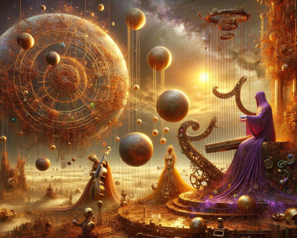 Surreal Cosmic Landscape with Celestial Elements