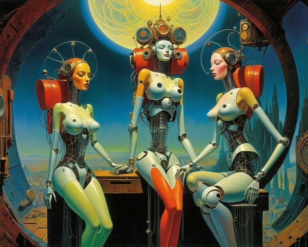 Humanoid Robots in a Futuristic Landscape Setting