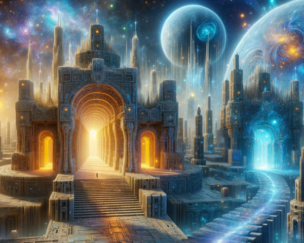 Futuristic Cosmic Landscape with Majestic Structures