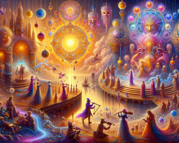 Vibrant Ethereal Scene with Colors and Patterns