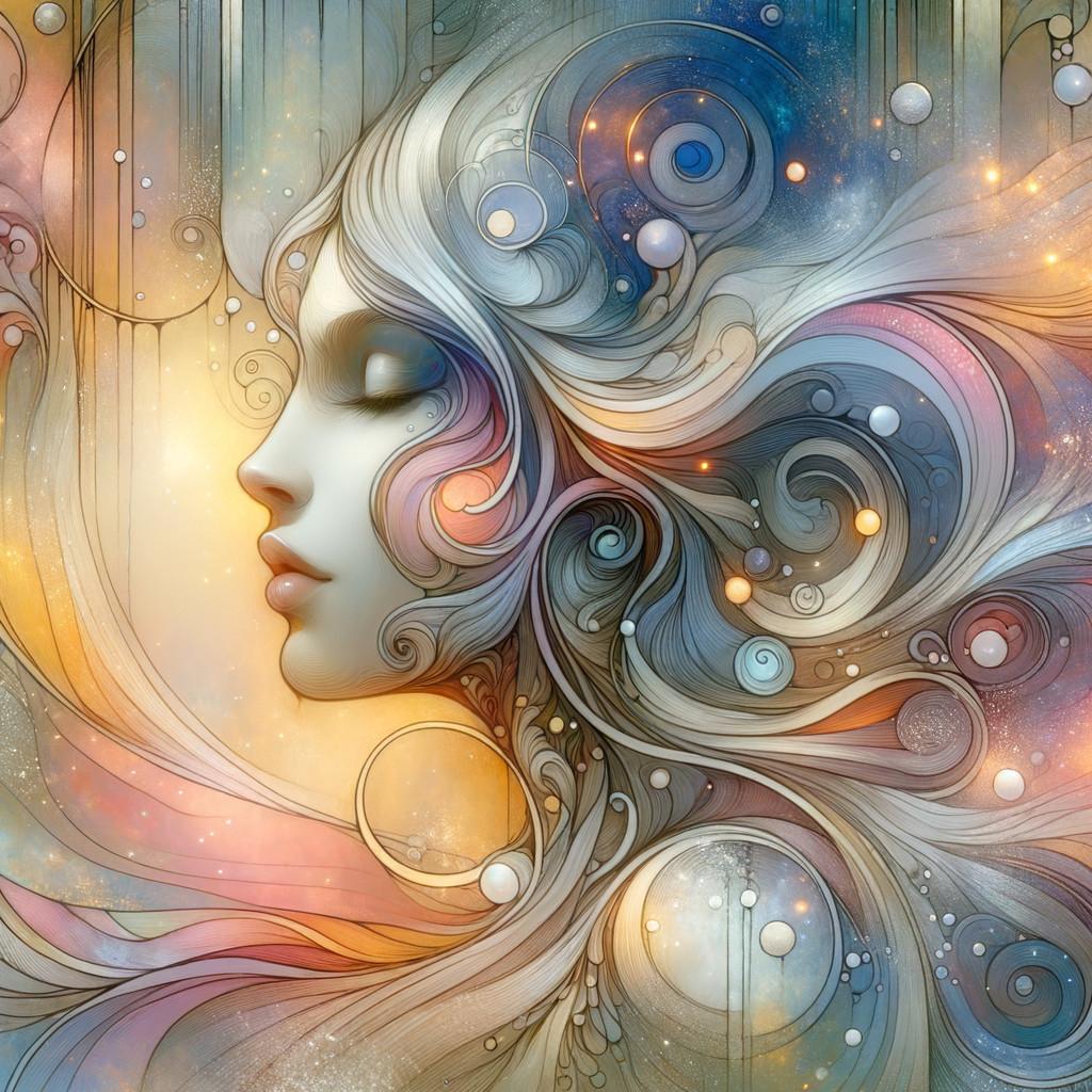 Abstract Portrait of a Serene Female Face in Profile