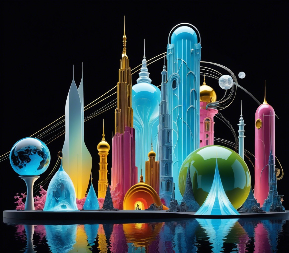 Vibrant Futuristic Cityscape with Whimsical Designs