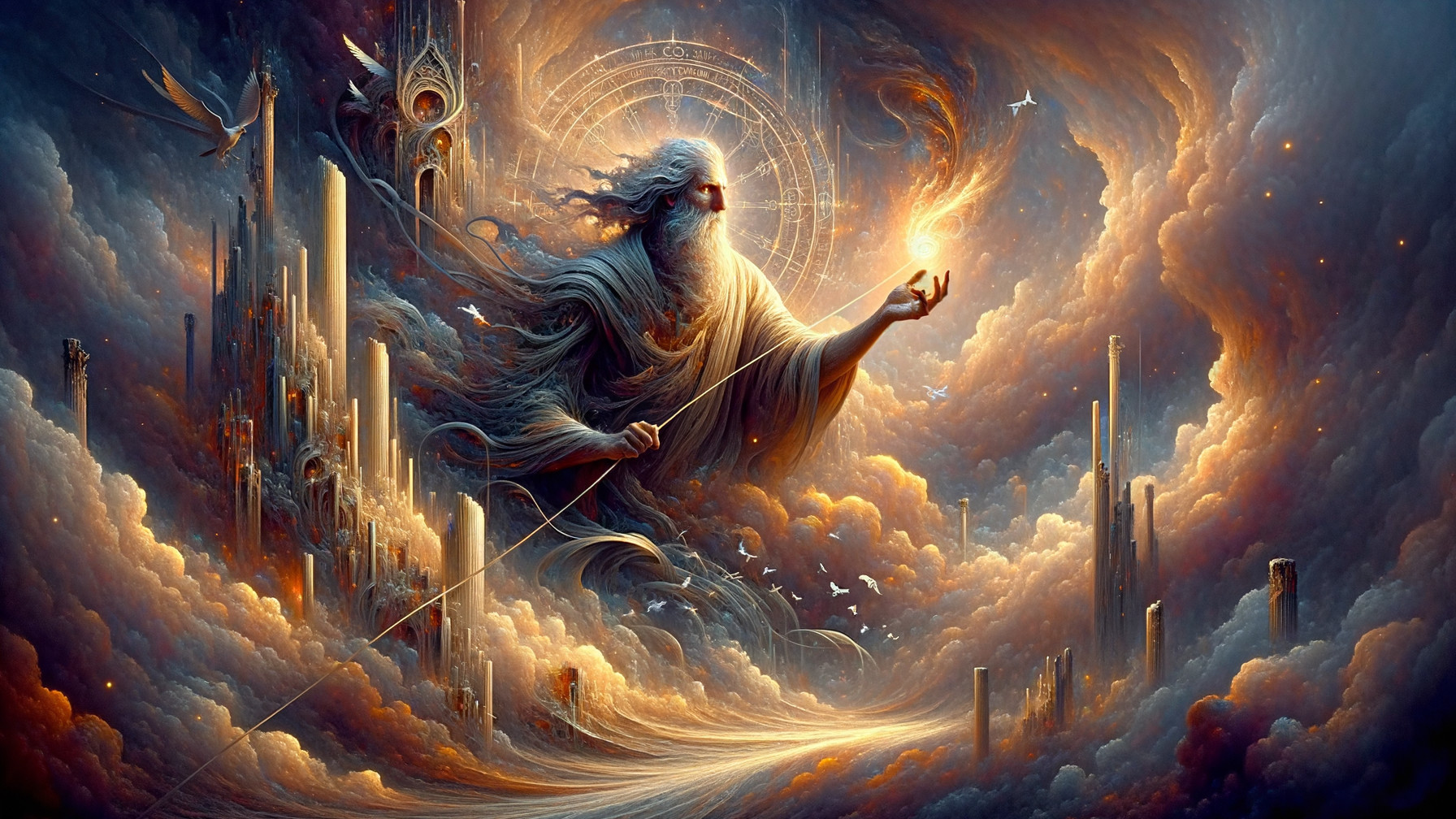 Mystical Figure in a Vibrant Cosmic Landscape