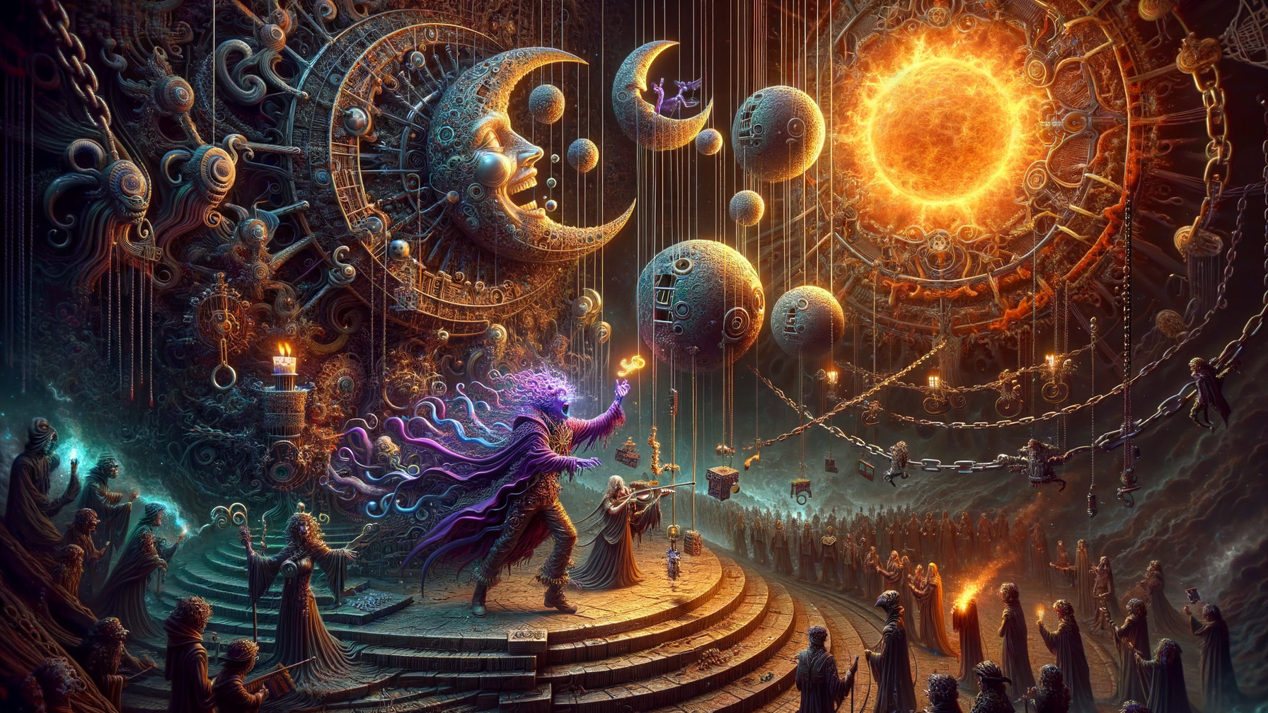 Mystical Scene of Spellcasting at Ancient Altar