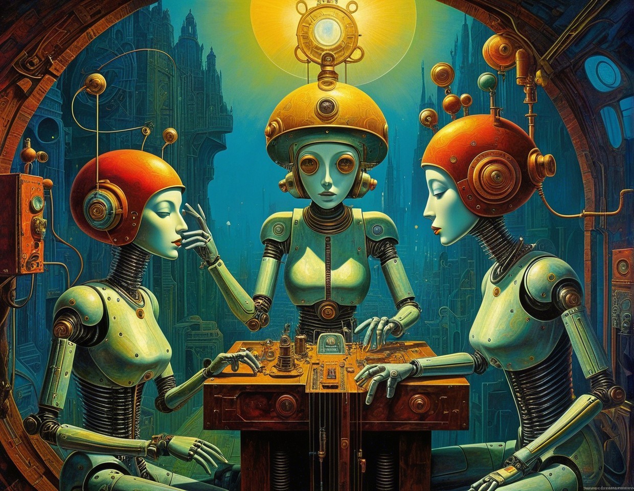 Humanoid Robots Playing Chess in Futuristic Setting