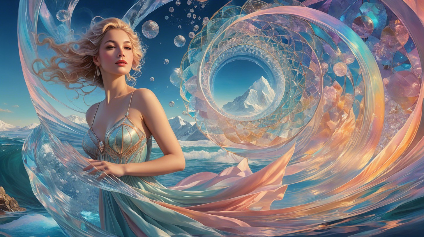 Graceful woman in pastel colors with nature backdrop