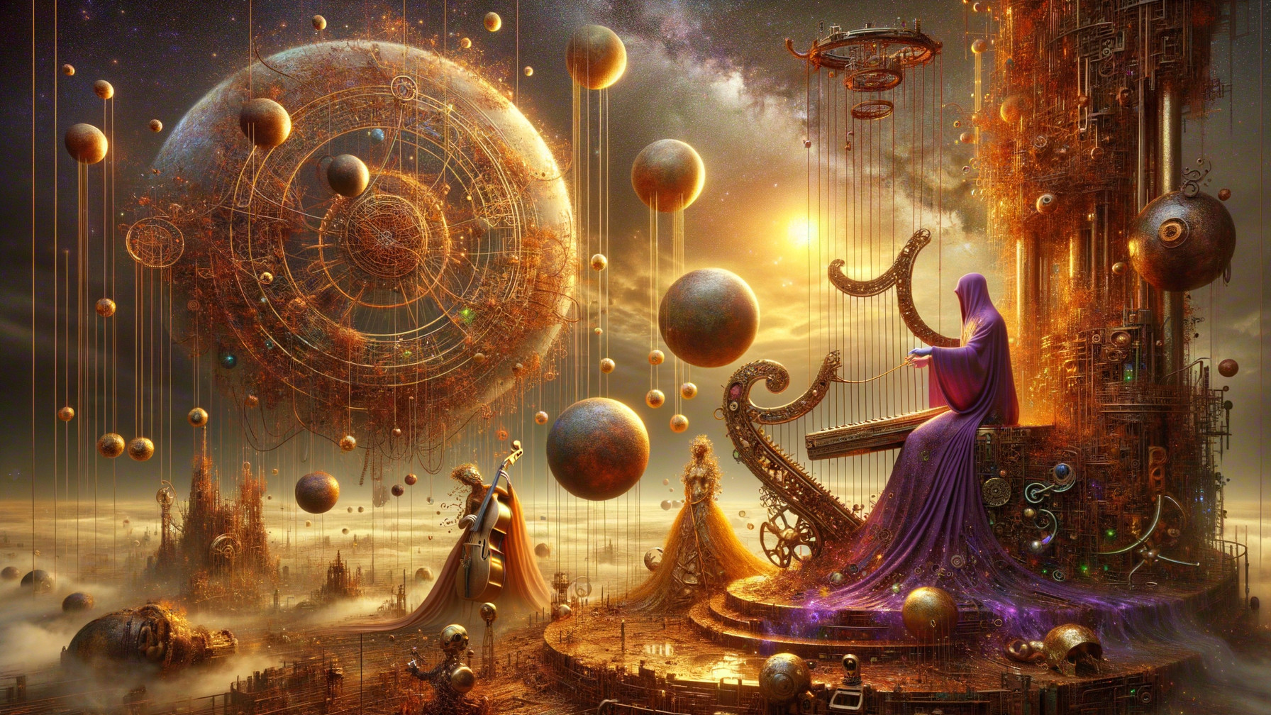 Surreal Cosmic Landscape with Celestial Elements