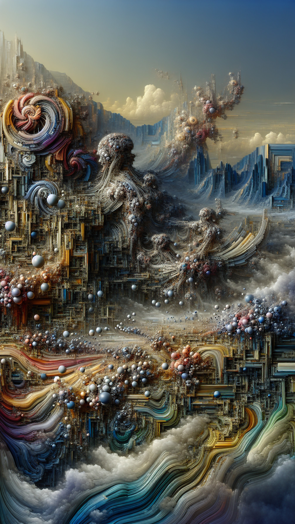 Surreal Landscape with Vibrant Colors and Patterns