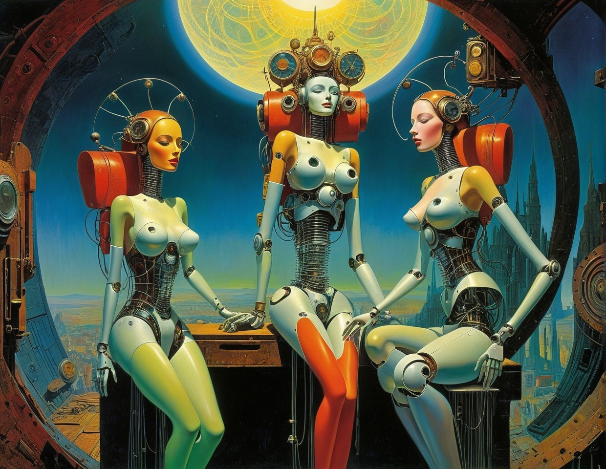 Humanoid Robots in a Futuristic Landscape Setting