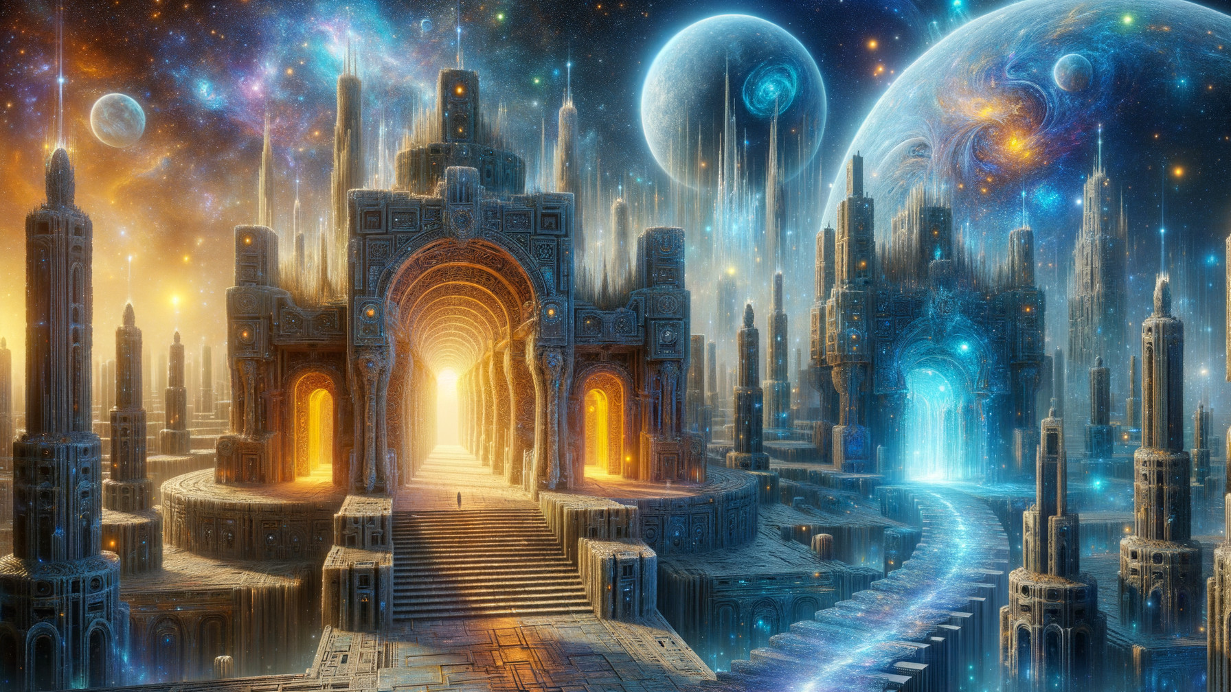 Futuristic Cosmic Landscape with Majestic Structures