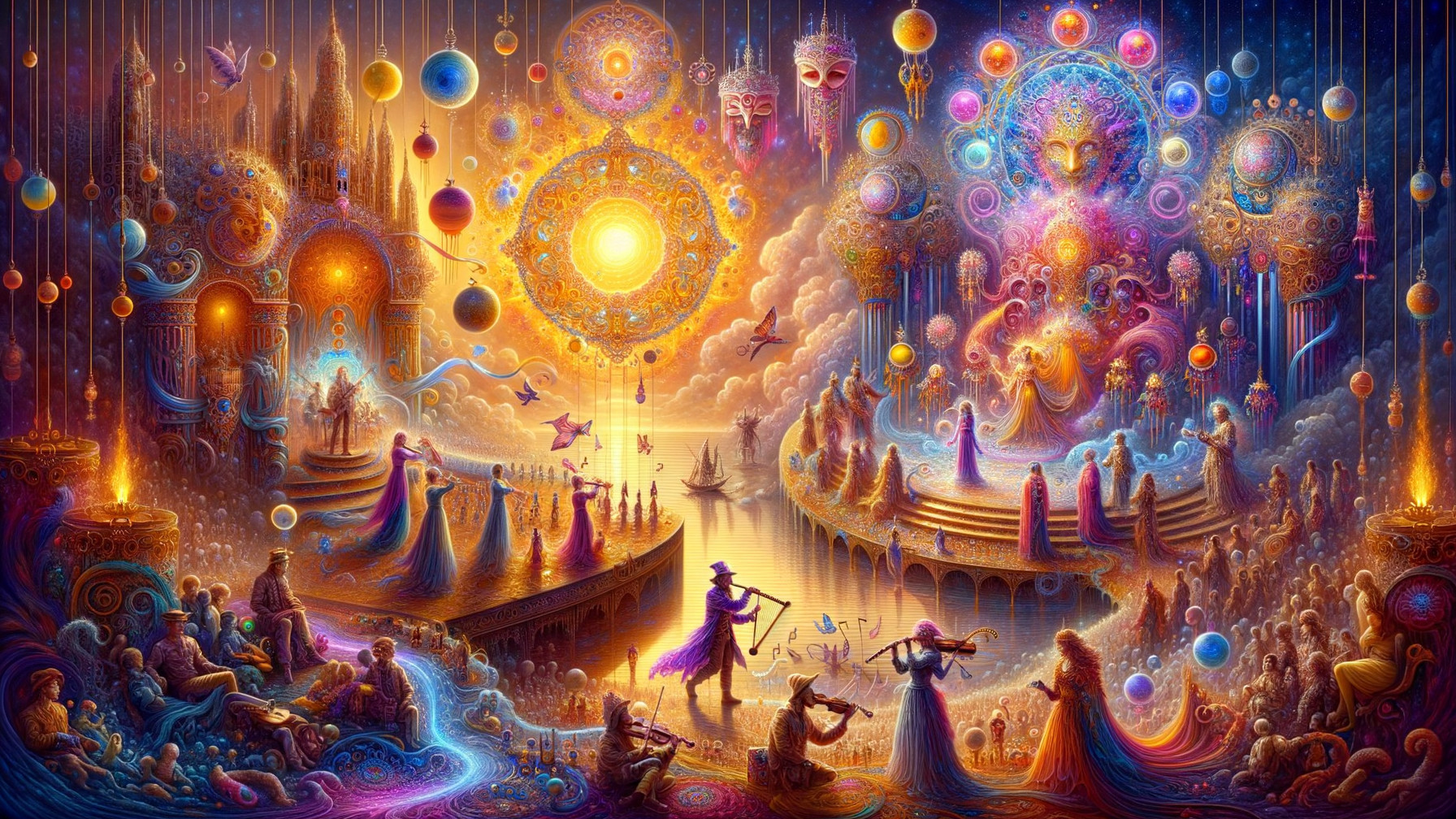 Vibrant Ethereal Scene with Colors and Patterns